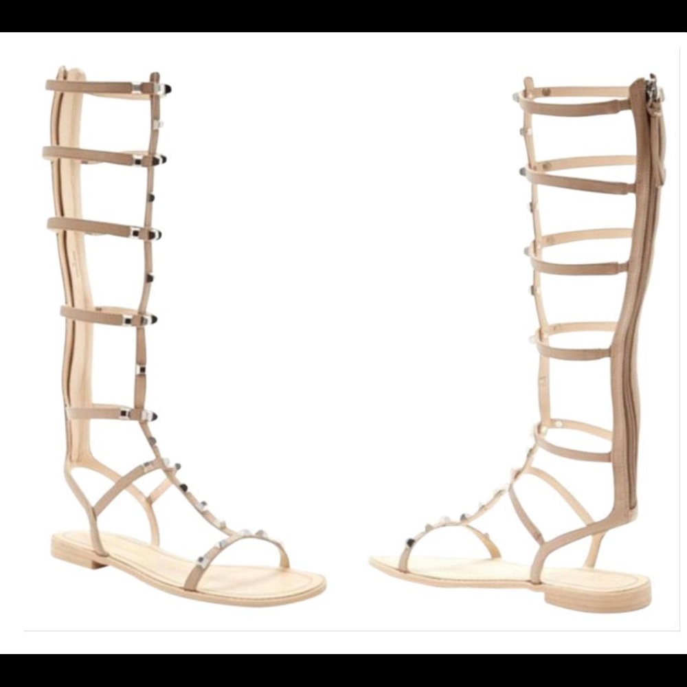 Rebecca Minkoff Studded Nude Giselle Tall Gladiator Sandals - Size 7M